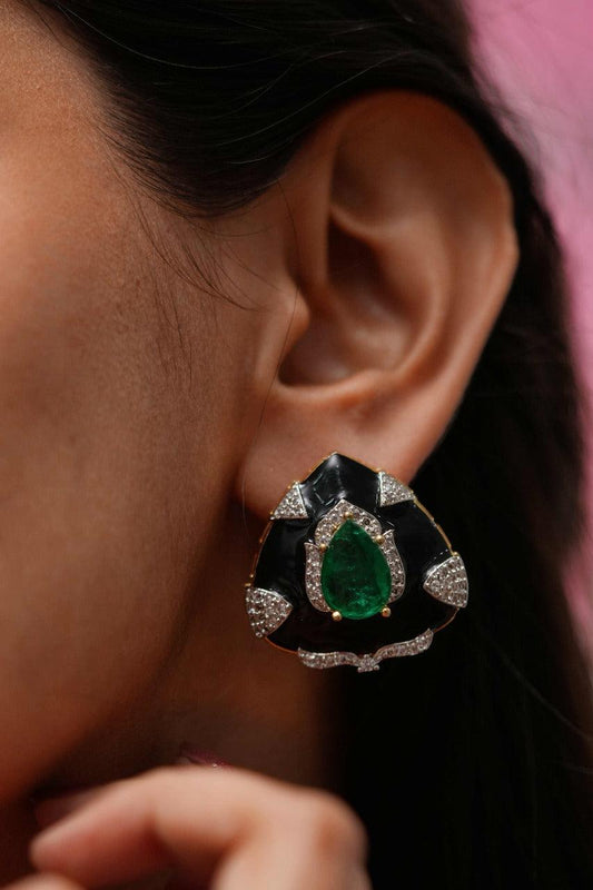 Bauble it Right Emerald Enamel Studs