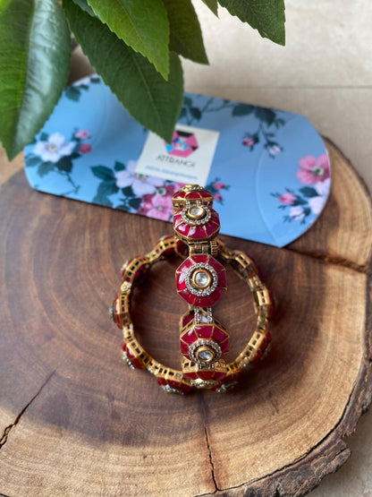 Epoxy Moissanite Polki Designer Bangle Set| Openable
