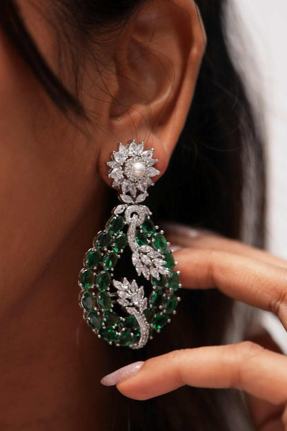 Floral Galaxy Overlay Diamond on Rose Cut Emerald Set