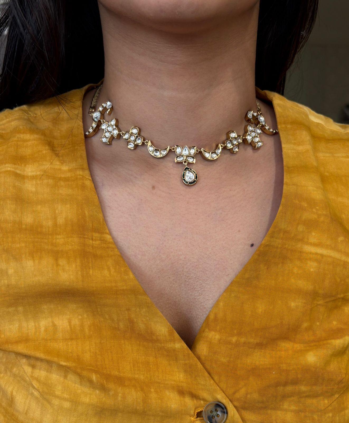 Chand ki Nazakat Polki Moissanite Choker | Necklace Set