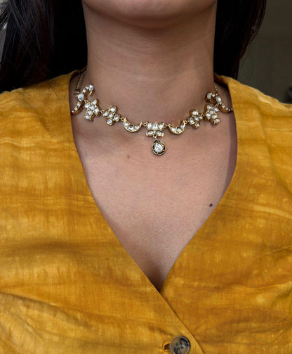 Chand ki Nazakat Polki Moissanite Choker | Necklace Set
