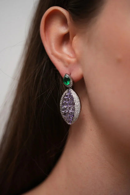 Raspberry Blush Mid-Sized Emerald Diamond Earrings