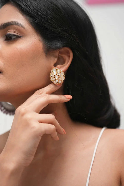 Mozi Moissanite Polki Statement Indian Studs