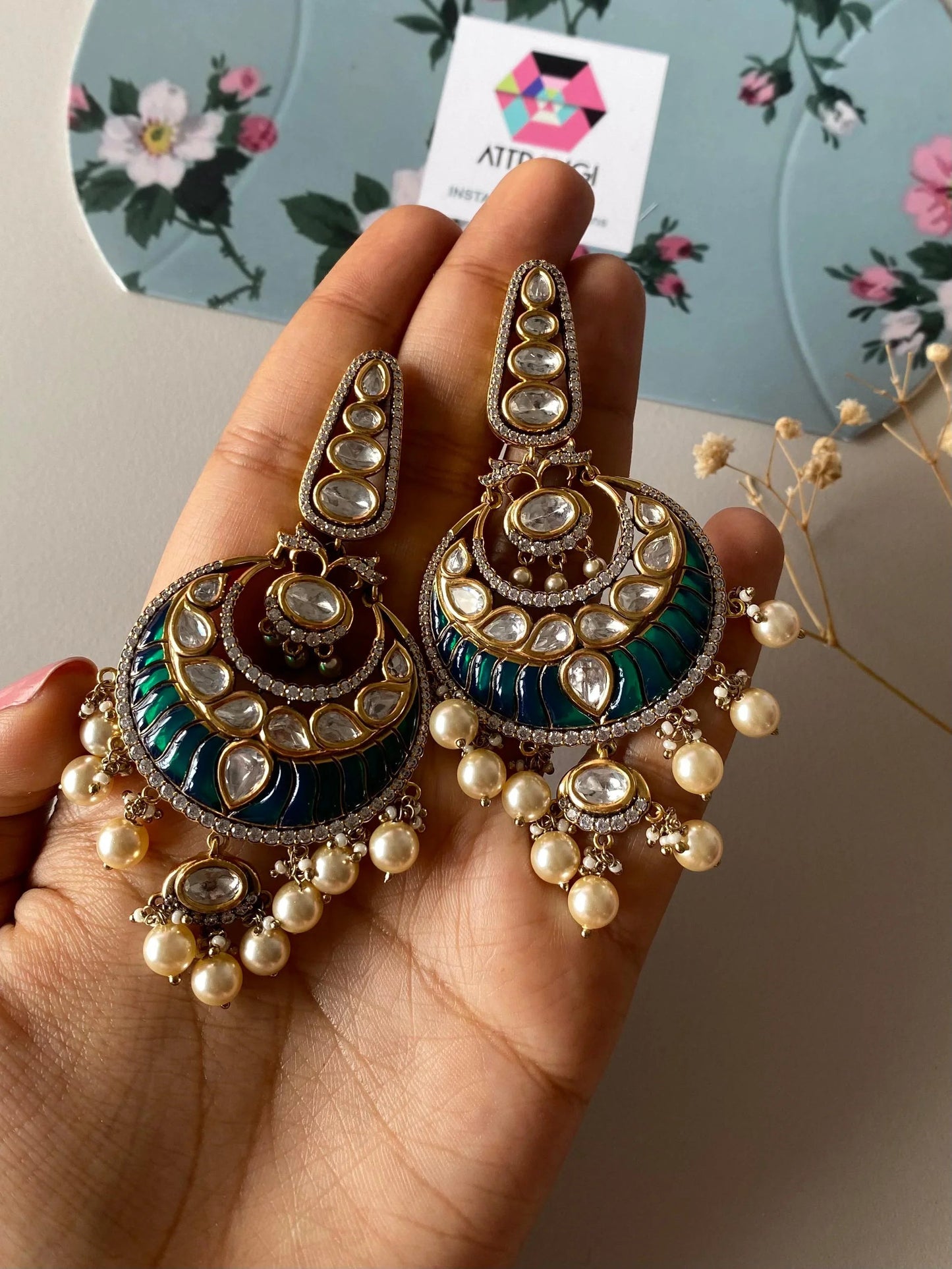 Gayatri Indian Chandfall Moissanite Earrings