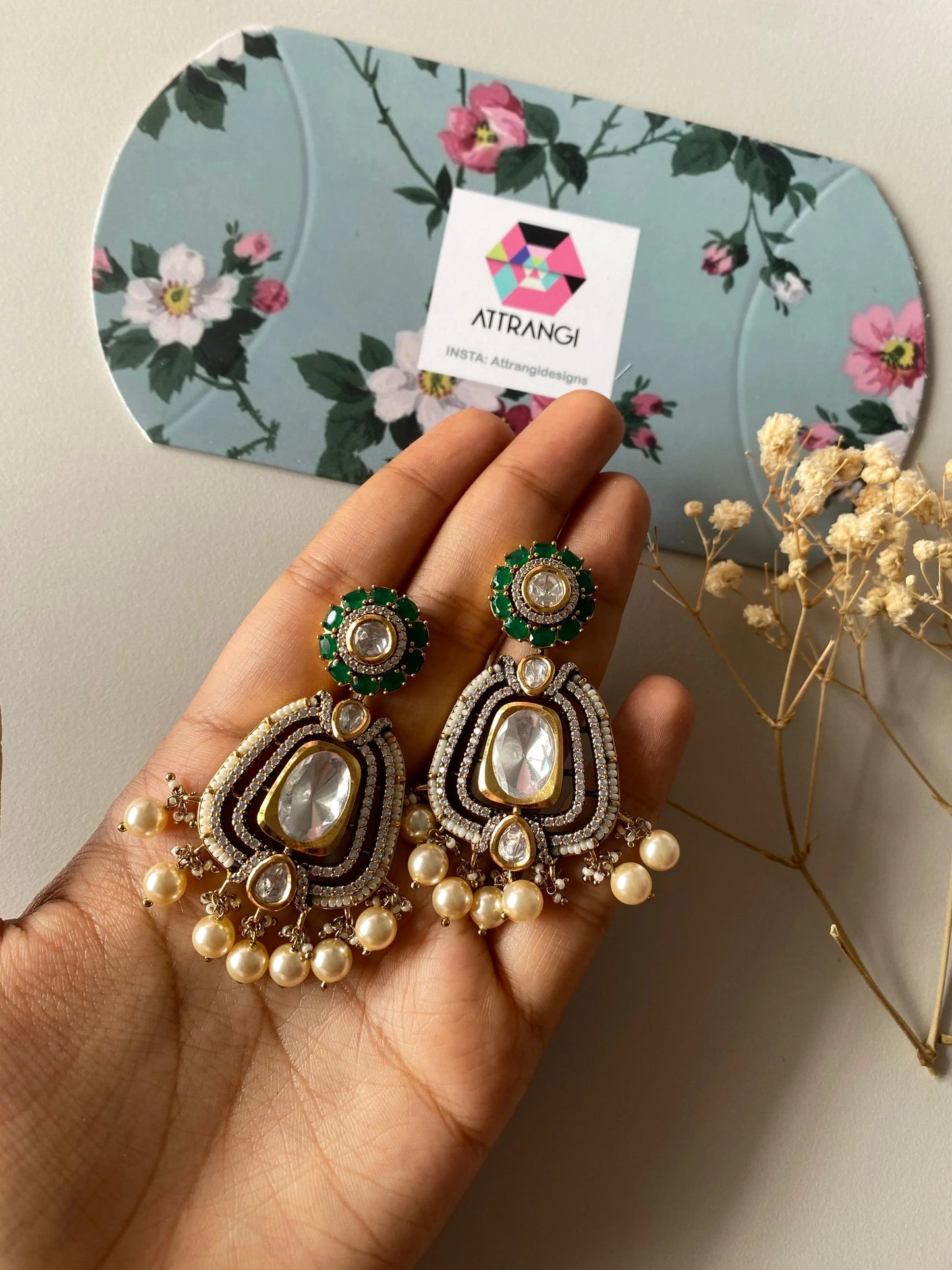 Fuljhadi Indian Mid Sized Moissanite Earrings