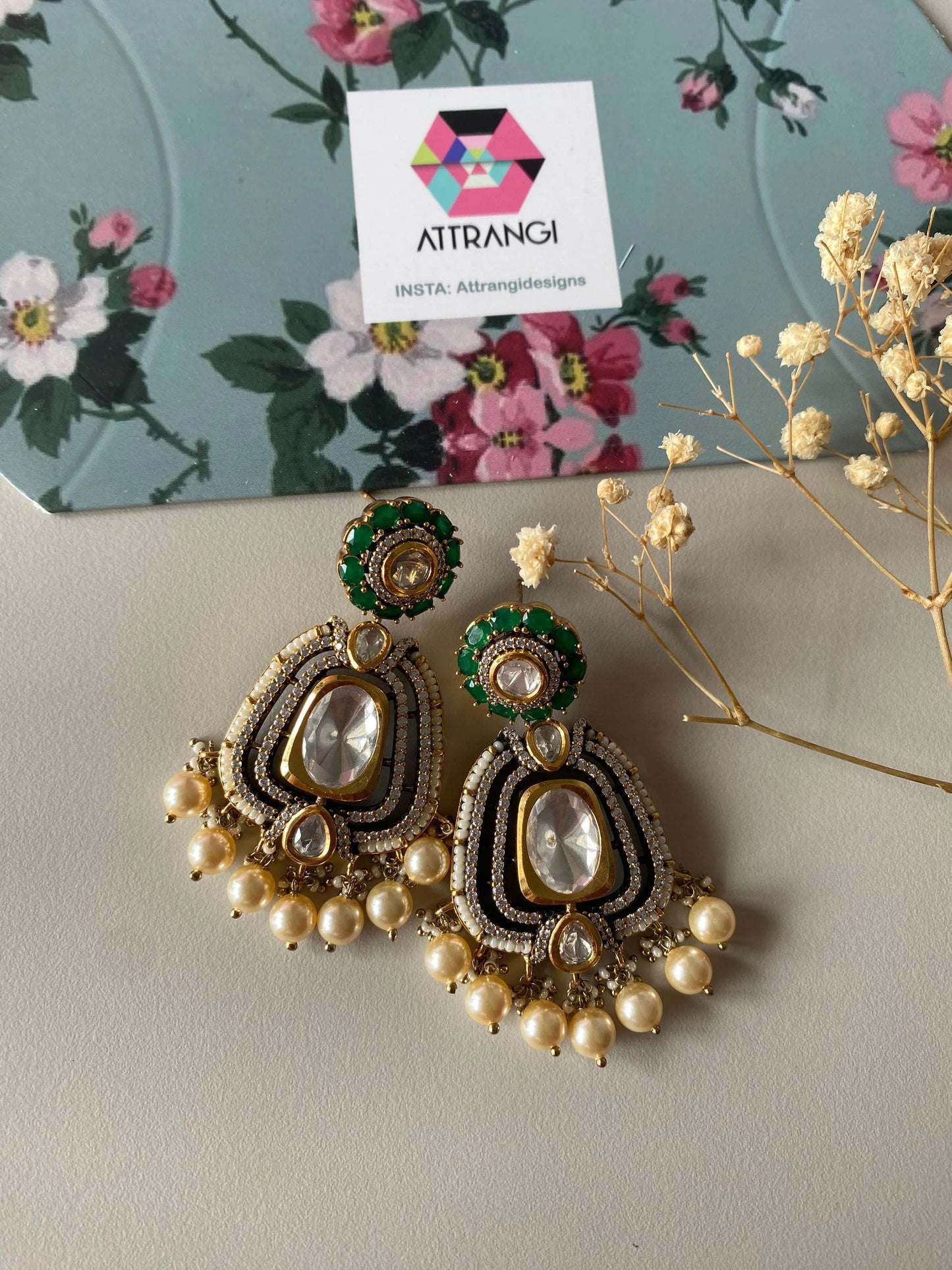 Fuljhadi Indian Mid Sized Moissanite Earrings