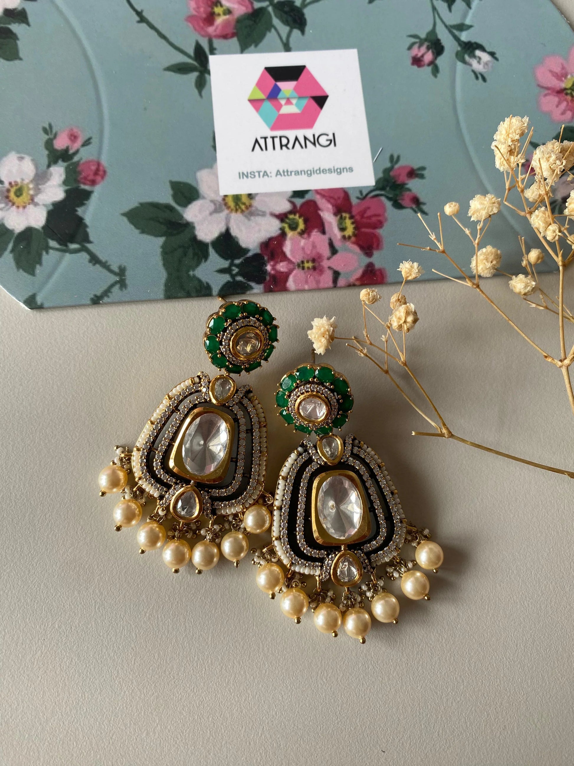 Fuljhadi Indian Mid Sized Moissanite Earrings