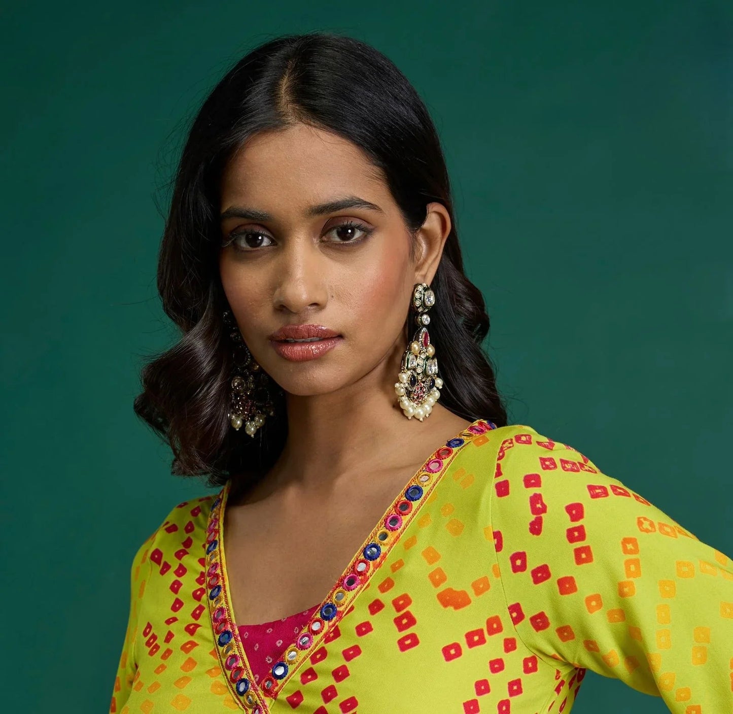 Vismaya Polki And Meenakari Long Indian Earrings
