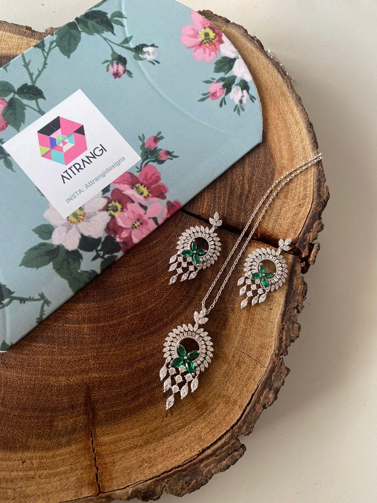 Floral Fall Diamond Delicate Pendant Set