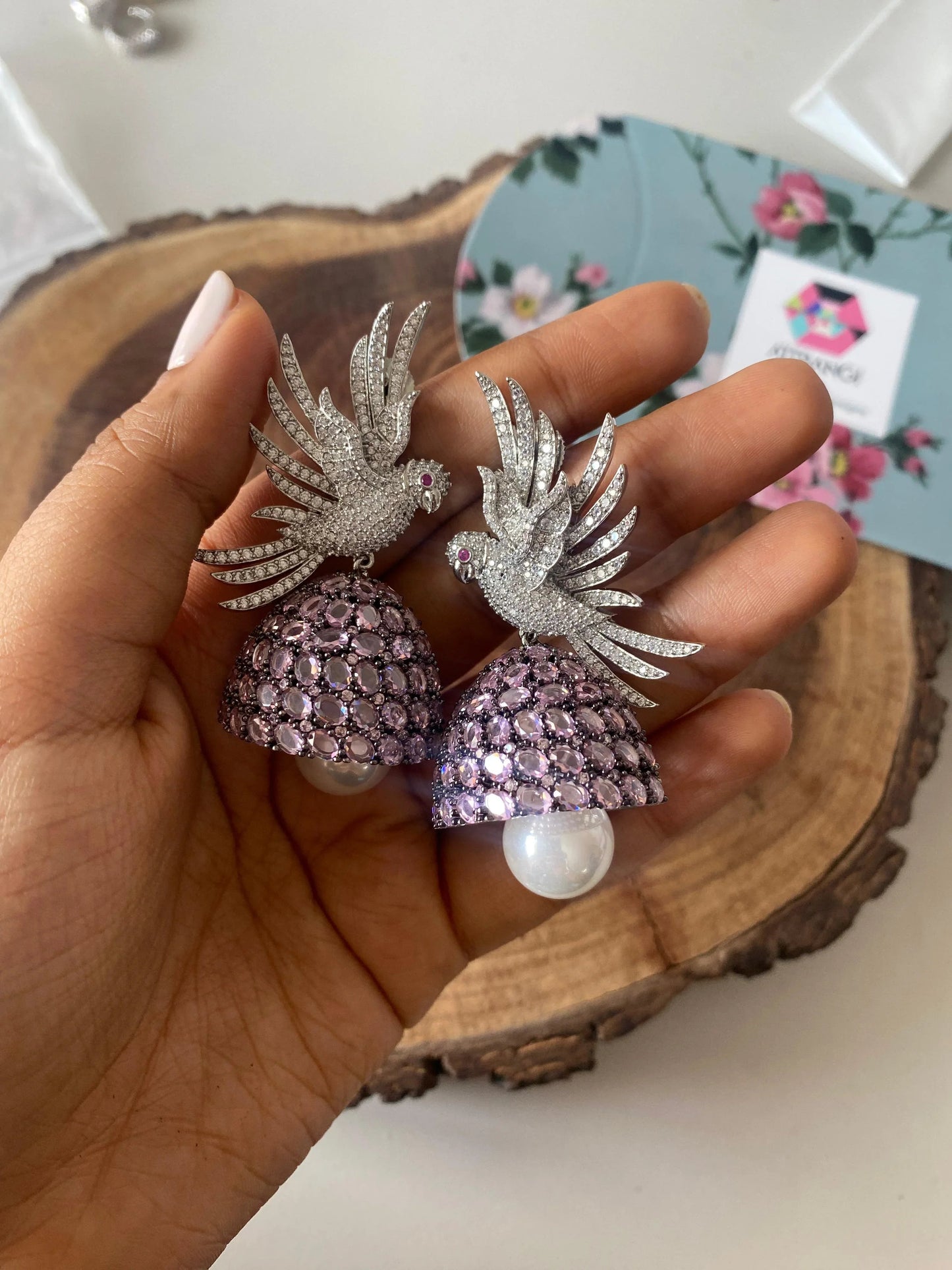Flying Bird Designer Diamond Jhumka