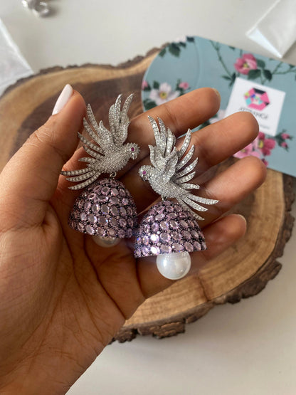Flying Bird Designer Diamond Jhumka