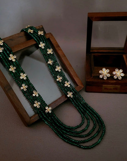 Crystals Pe Phool Indian Polki Necklace Set