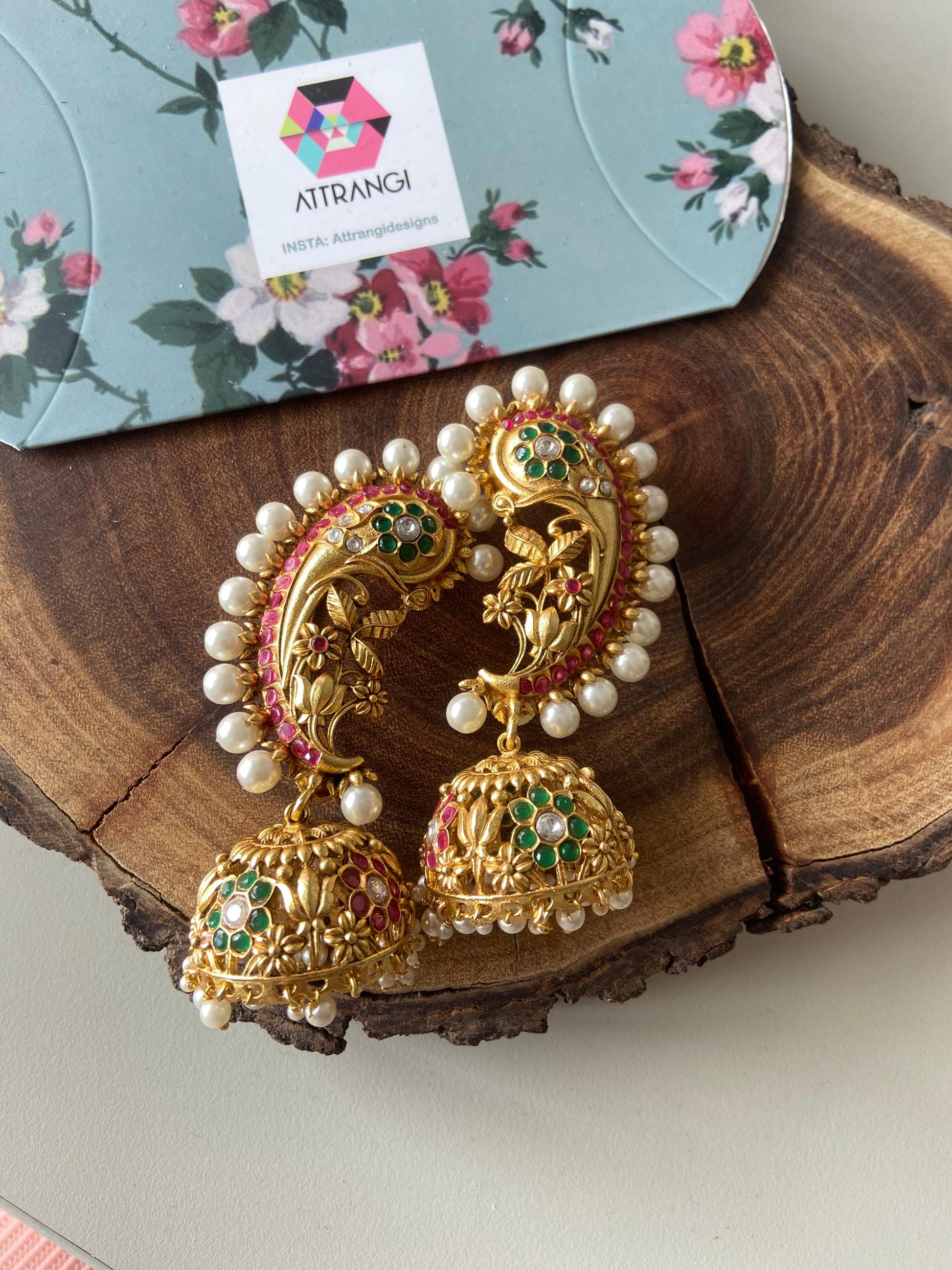 Piya Polki Earcuff Indian Gold Jhumka