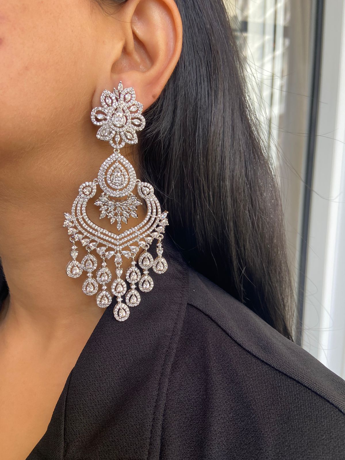 Gabala Diamond Long Chandelier Earrings