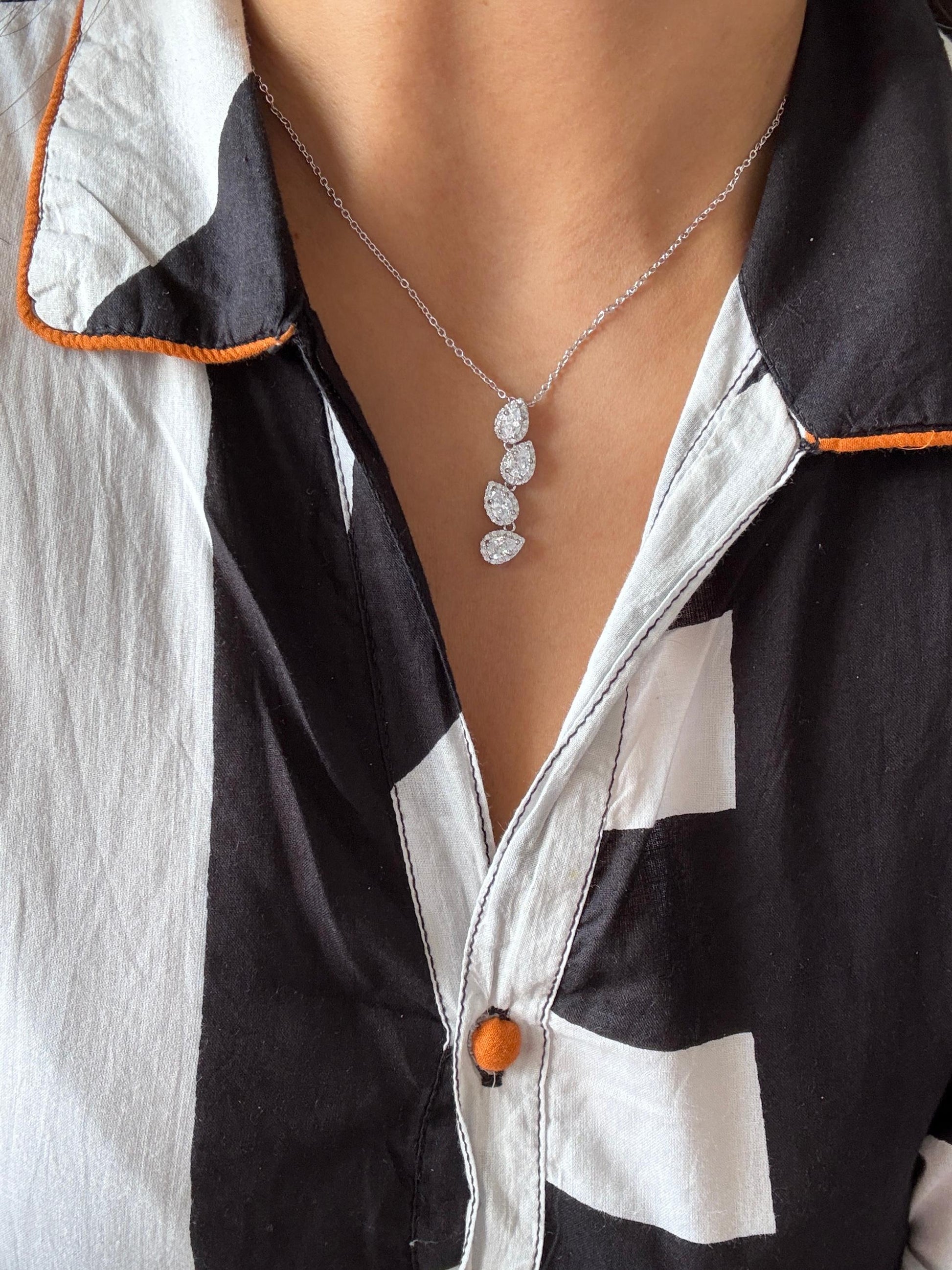 Play Pear Solitaire Diamond Pendant with Chain