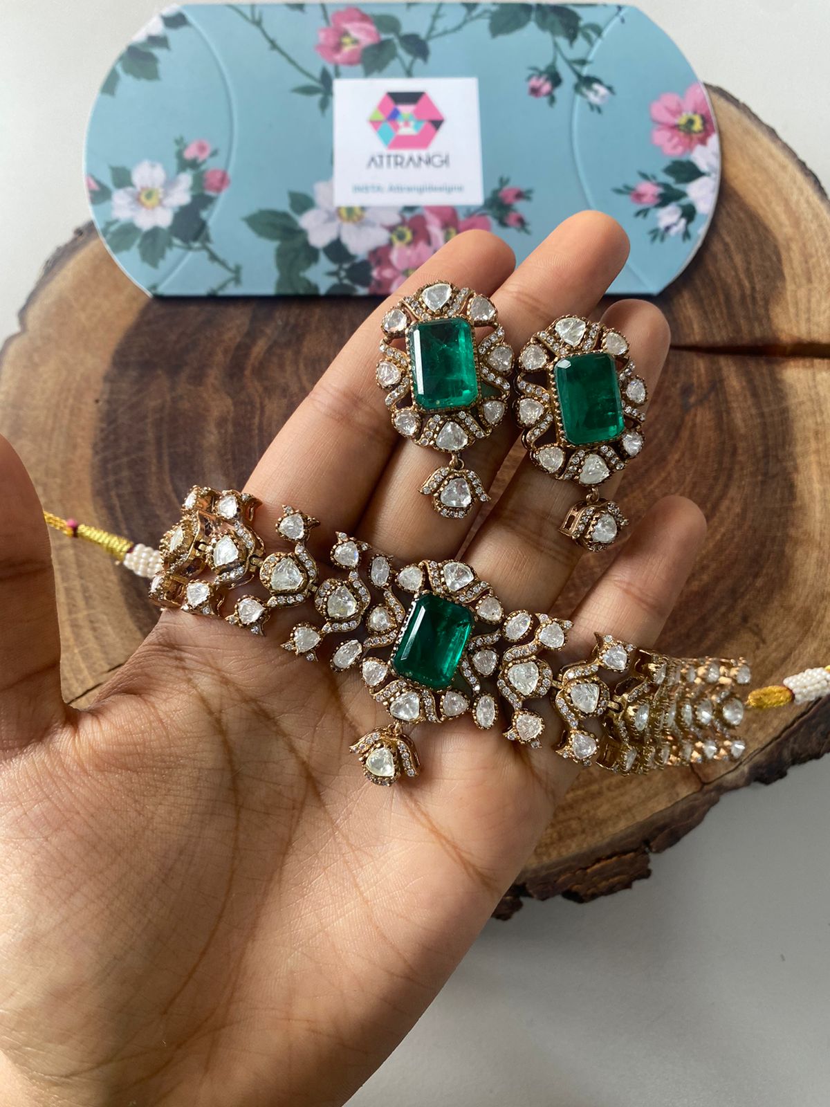 Vasanti Sleek Polki Indian Choker Set