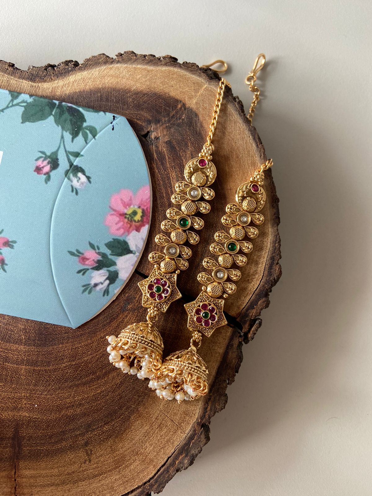 Kusum Gold Small Jhumka with Heavy Kannauti | Earchain