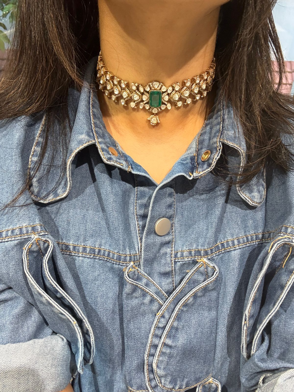 Vasanti Sleek Polki Indian Choker Set