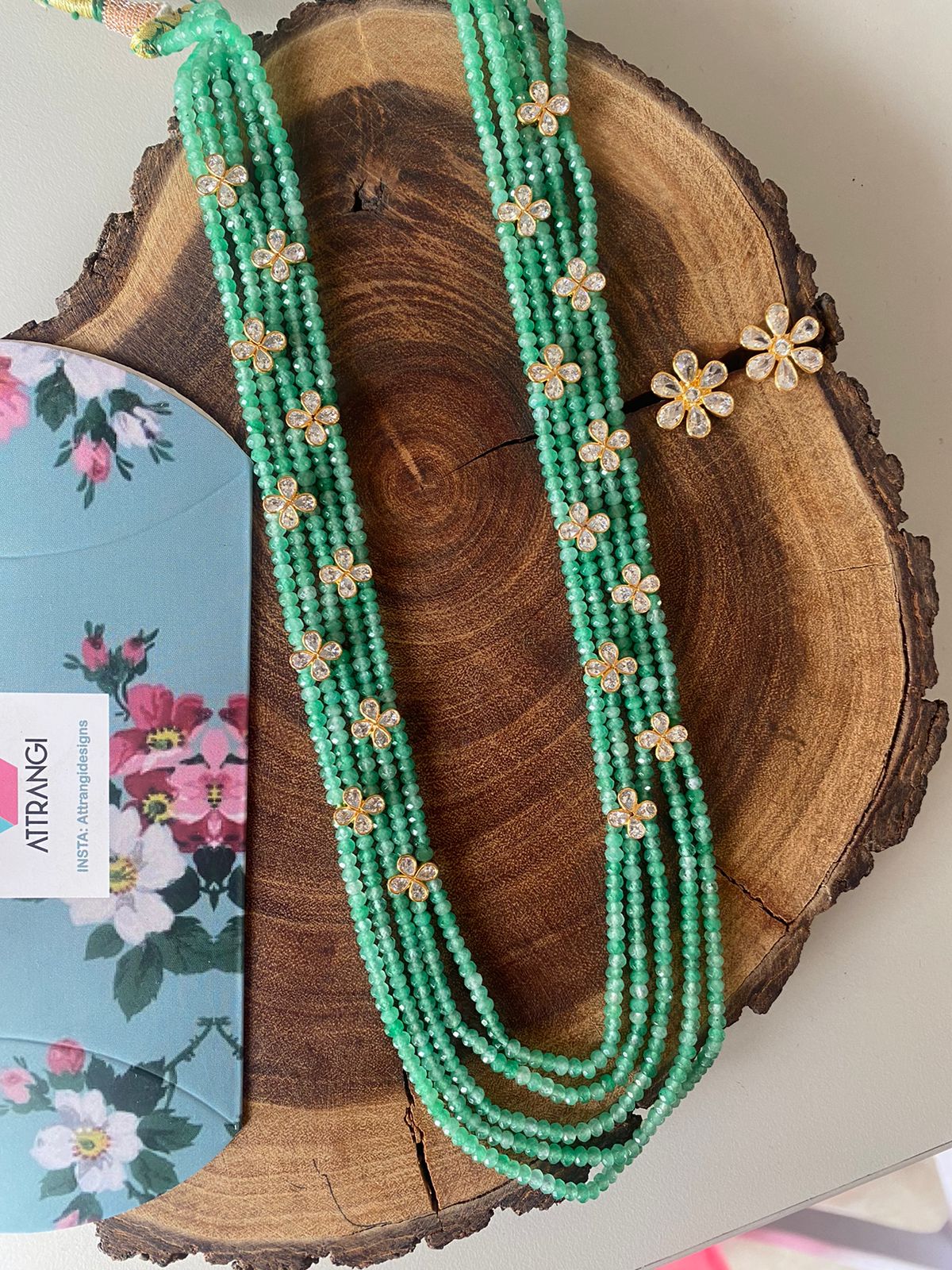 Crystals Pe Phool Indian Polki Necklace Set