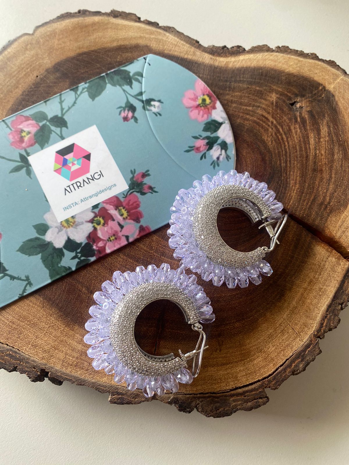 Icy Shattered Beads Statement Oversized Diamond Hoops