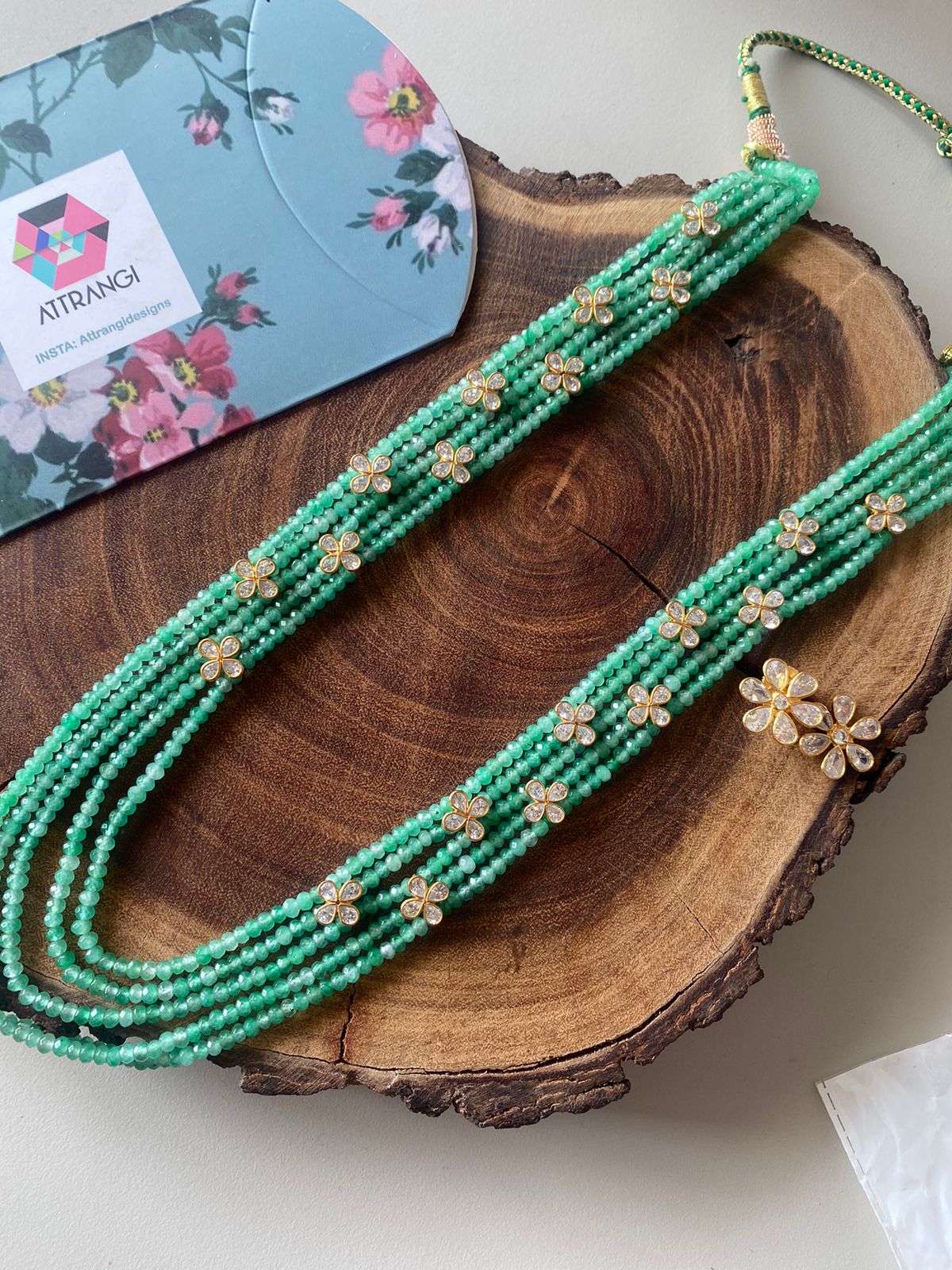 Crystals Pe Phool Indian Polki Necklace Set