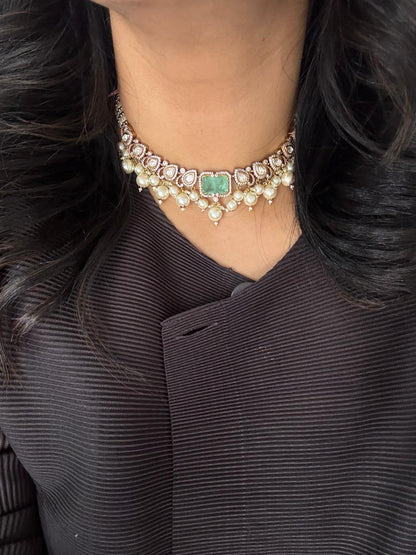 Chetna Small Moissanite Polki Choker Set