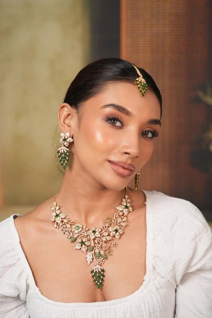 Enchanted Baagh Polki Fusion Indian Diamond Set