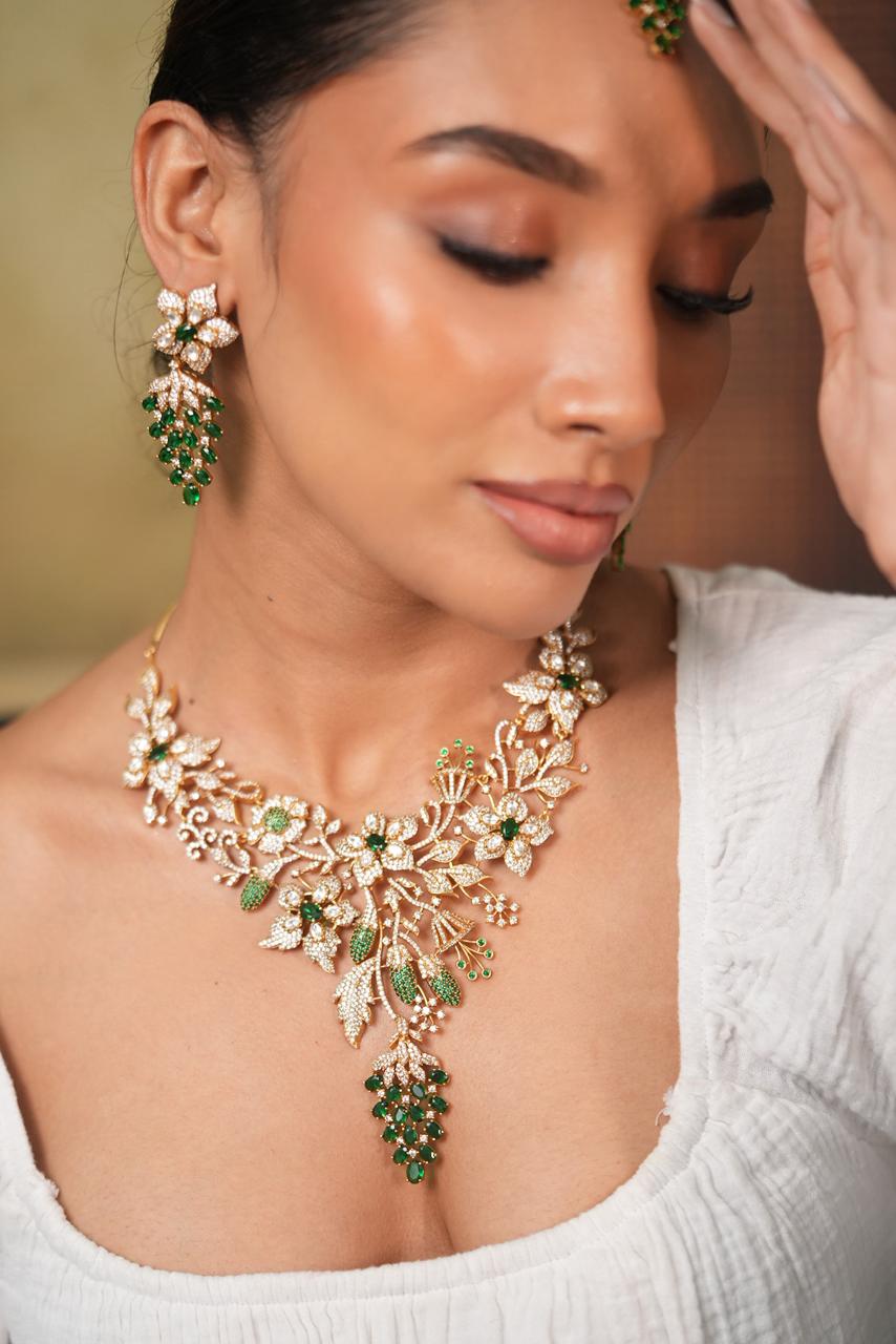 Enchanted Baagh Polki Fusion Indian Diamond Set