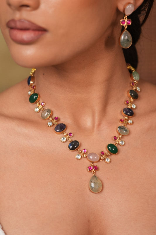 Classic Megha pastel Multicoloured Polki Set | GemZ