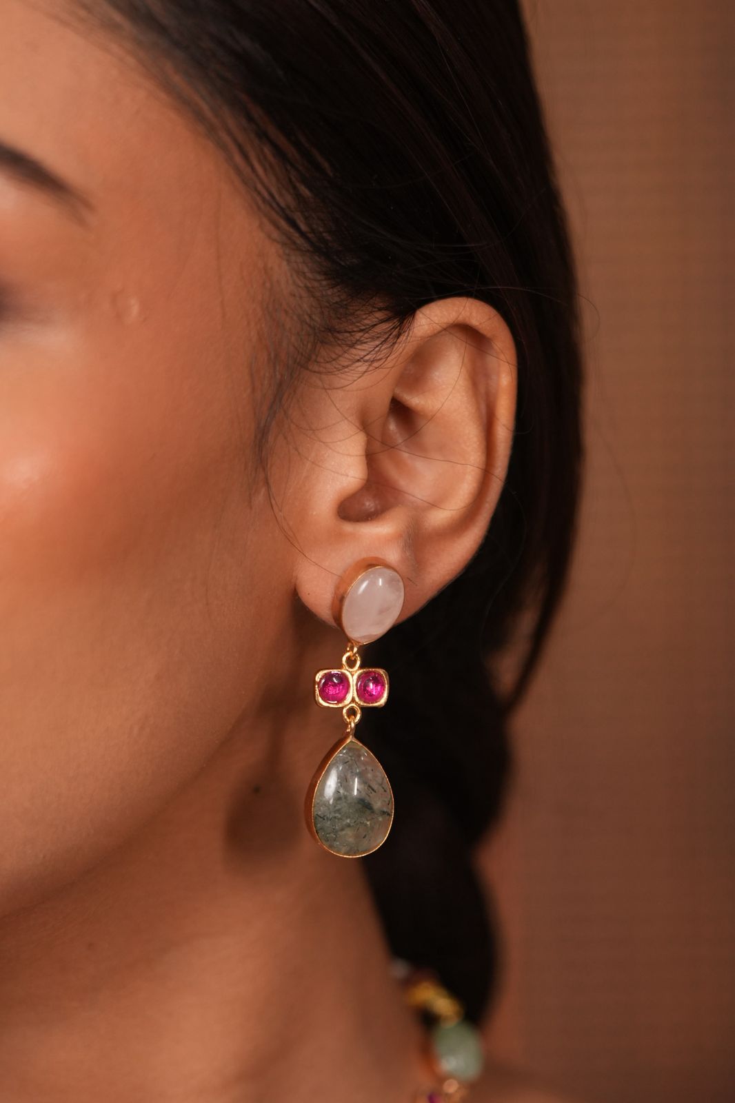 Classic Megha pastel Multicoloured Polki Set | GemZ