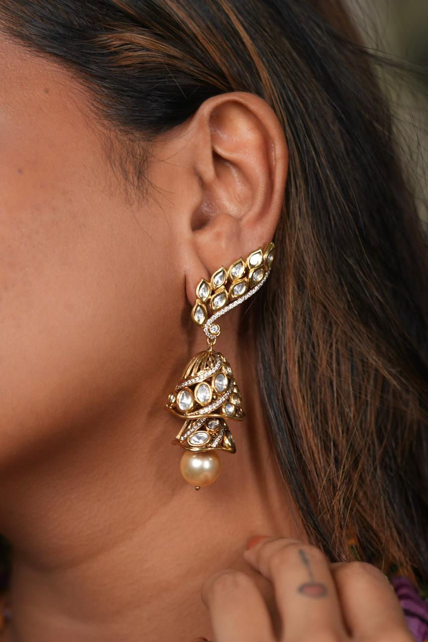 Durga 2 Layer Moissanite Cuff Jhumki