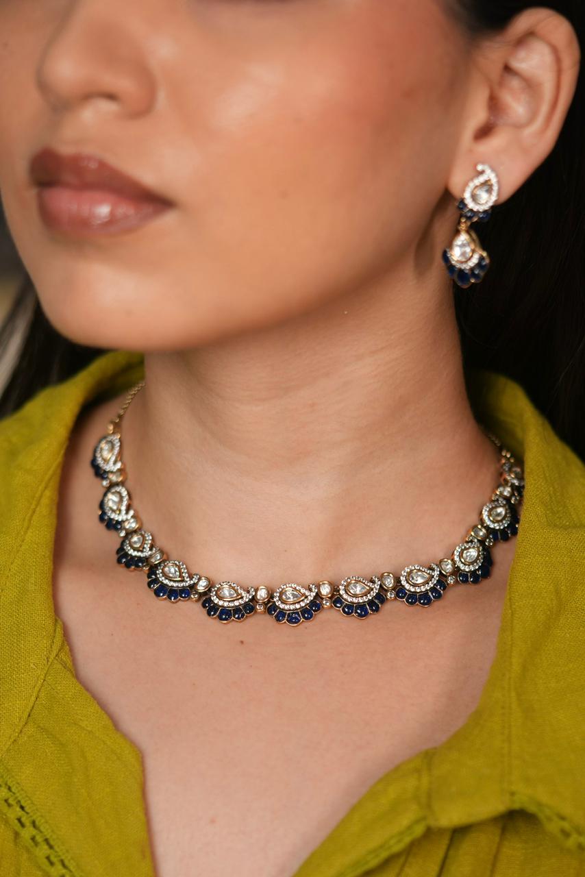 Leela Moissanite Polki Necklace / Choker Set