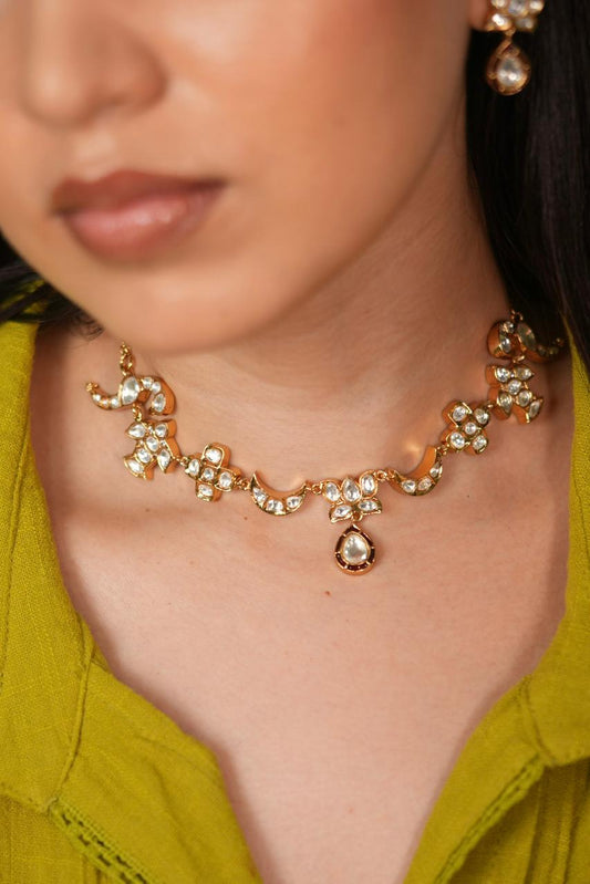 Chand ki Nazakat Polki Moissanite Choker | Necklace Set