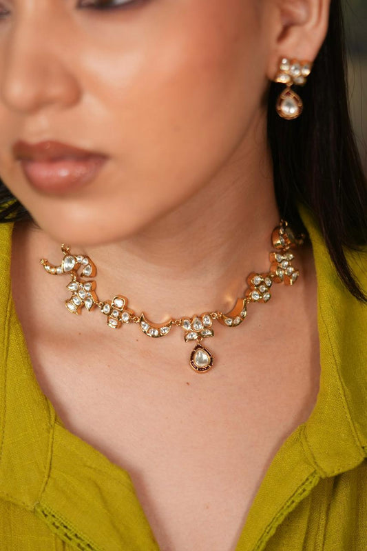 Chand ki Nazakat Polki Moissanite Choker | Necklace Set
