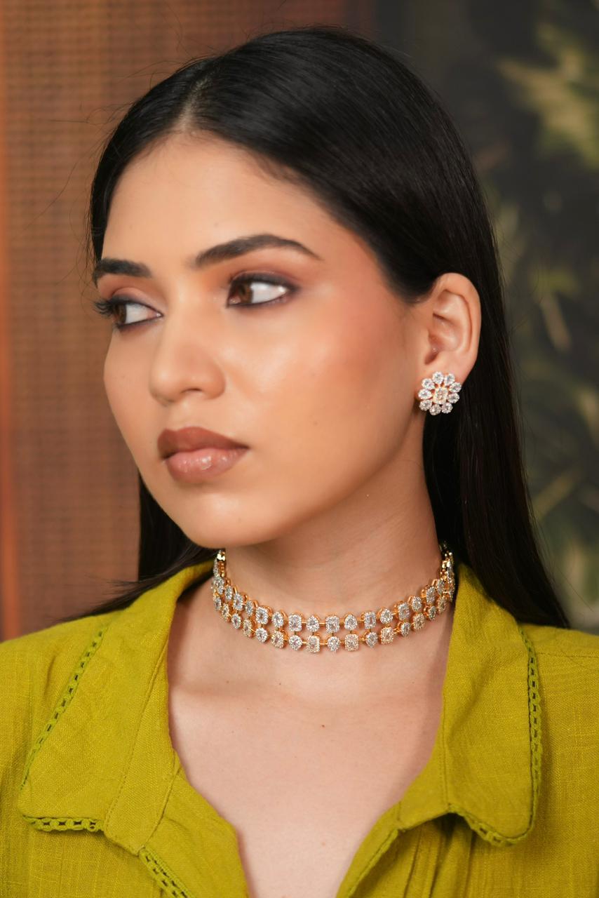 Salvator Multi Solitaire Diamond Choker Set
