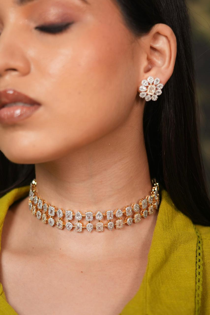 Salvator Multi Solitaire Diamond Choker Set