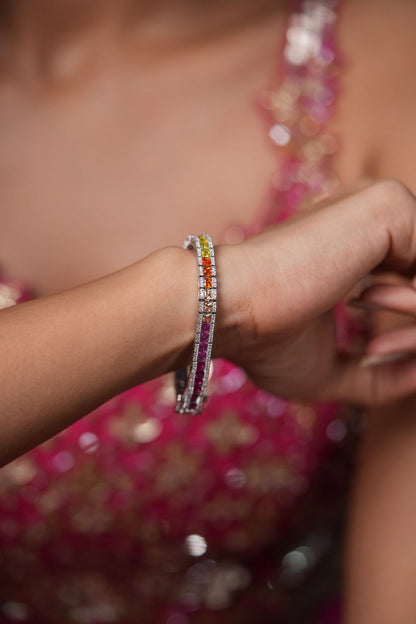 Rainbow Multicoloured Diamond Gemstone Bracelet