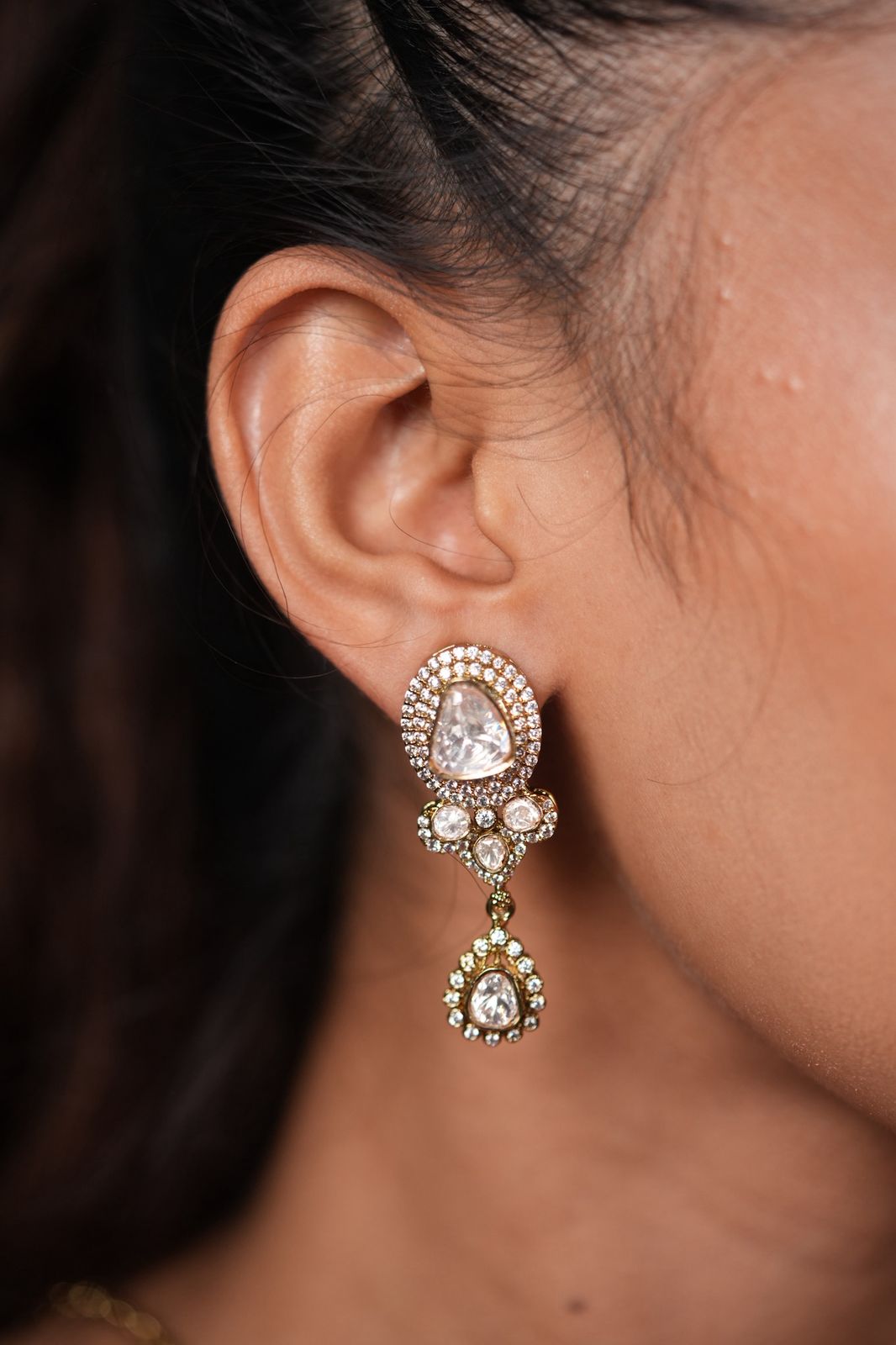 Jiya Moissanite Luxe Uncut Diamond Polki Hasli
