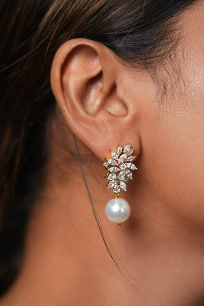 Amara Pearl Drop Classic Diamond Studs
