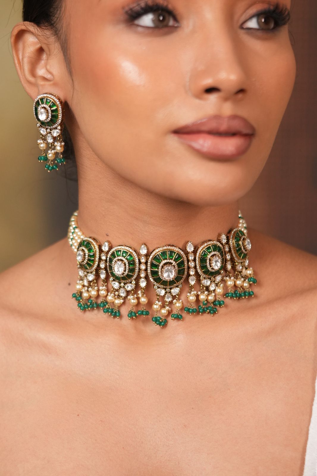 Poonam Polki Moissanite Classic Indian Choker Set