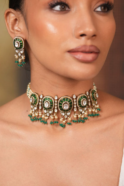 Poonam Polki Moissanite Classic Indian Choker Set