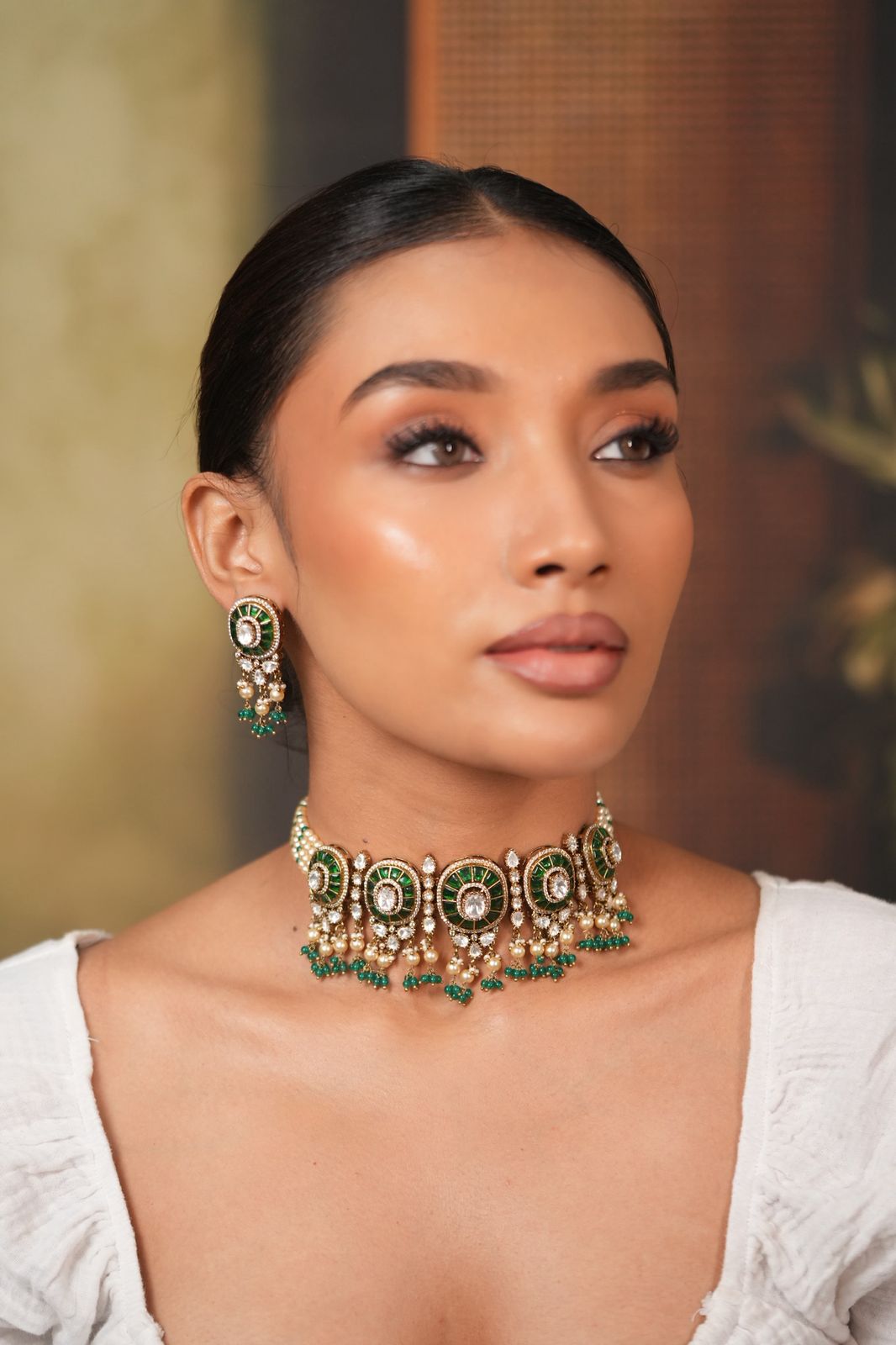 Poonam Polki Moissanite Classic Indian Choker Set