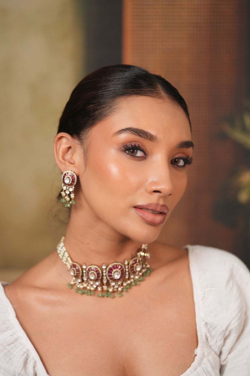 Poonam Polki Moissanite Classic Indian Choker Set