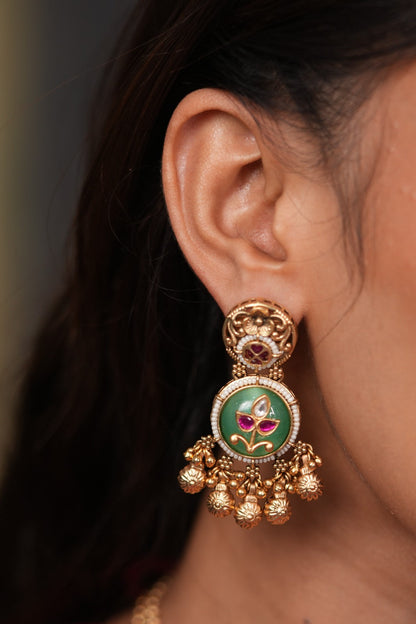 Sabarmati Gold Traditional Long Delicate Indian Necklace Set | Sone Pe Suhaga