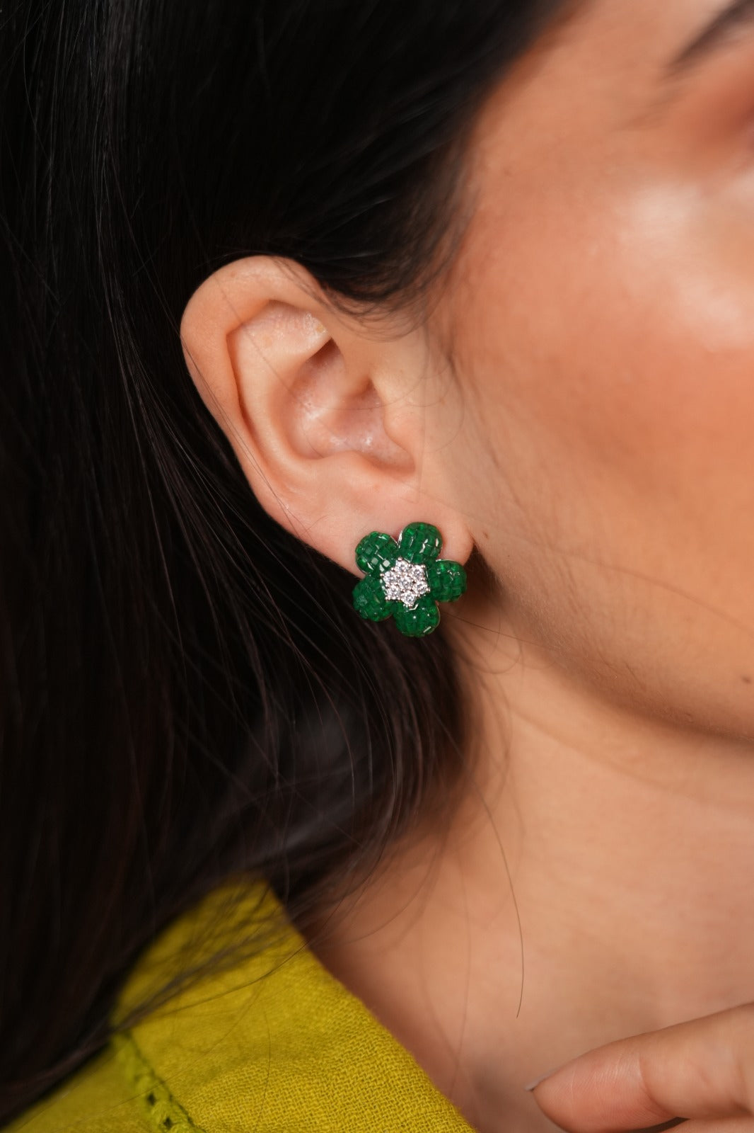 Dainty Diana Floral Illusion Setting Diamond Stud Earrings