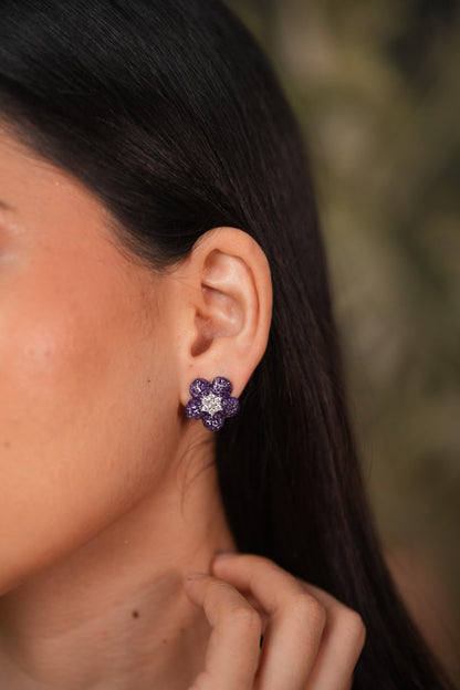 Dainty Diana Floral Illusion Setting Diamond Stud Earrings