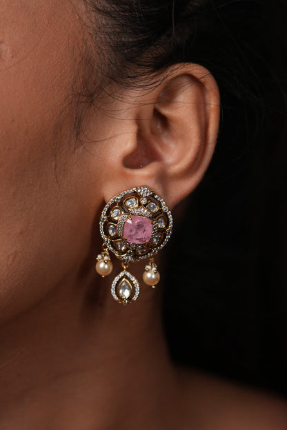 Pari Moissanite Polki Drop Indian Studs