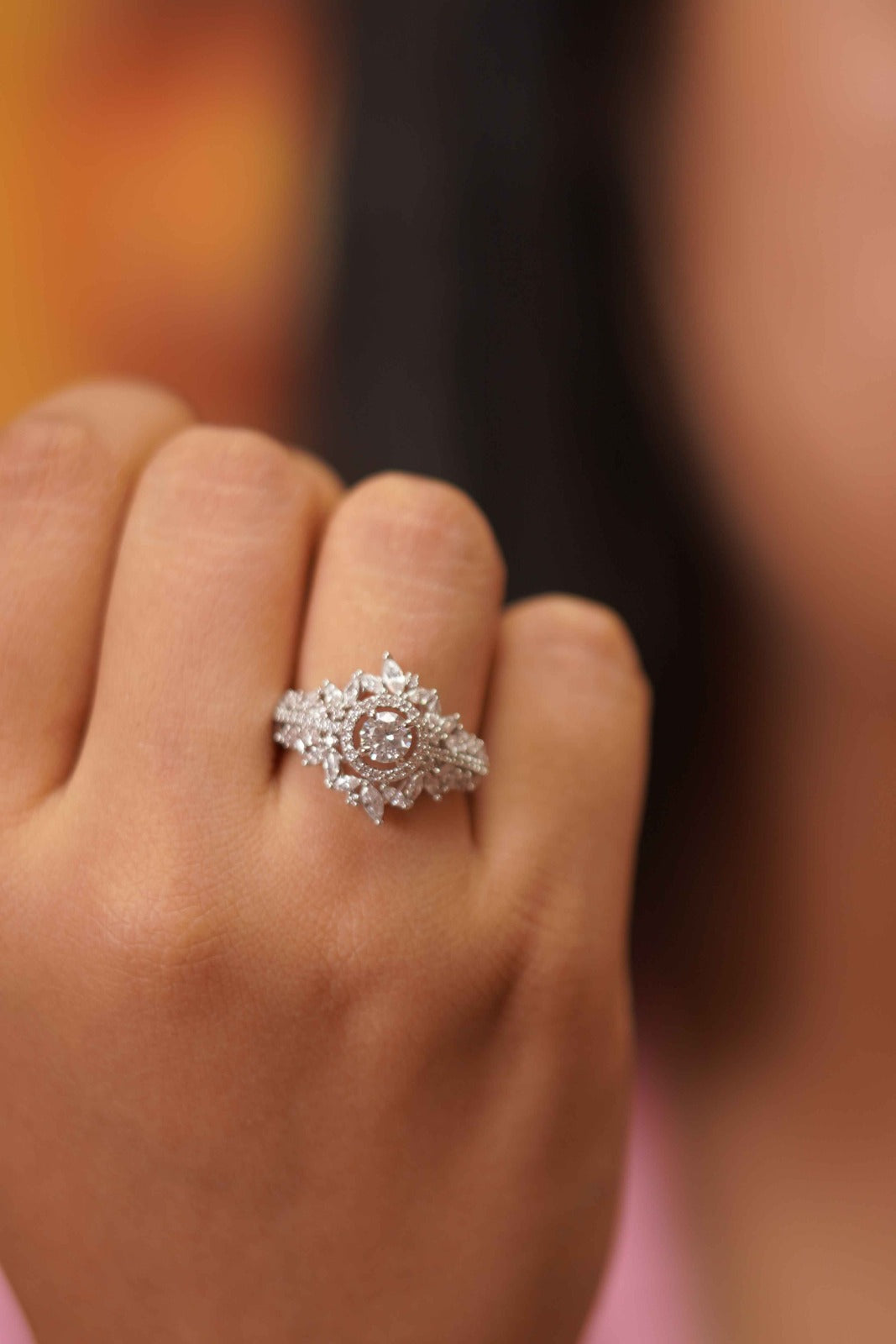 Ray Round Soltiaire Marquise Jacket Diamond Ring | Daily Wear