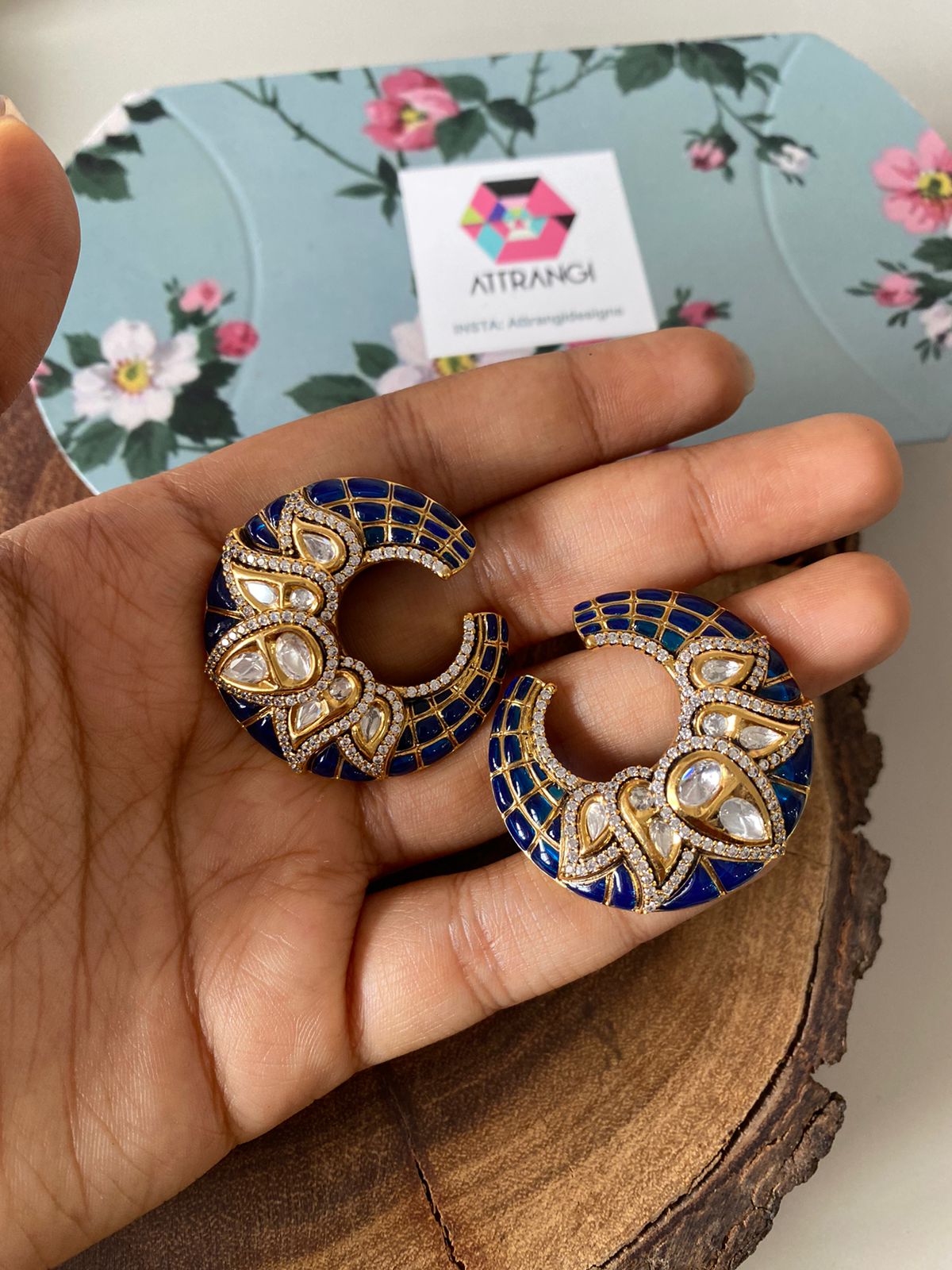 Bipasha Moissanite Polki Indo Western Studs