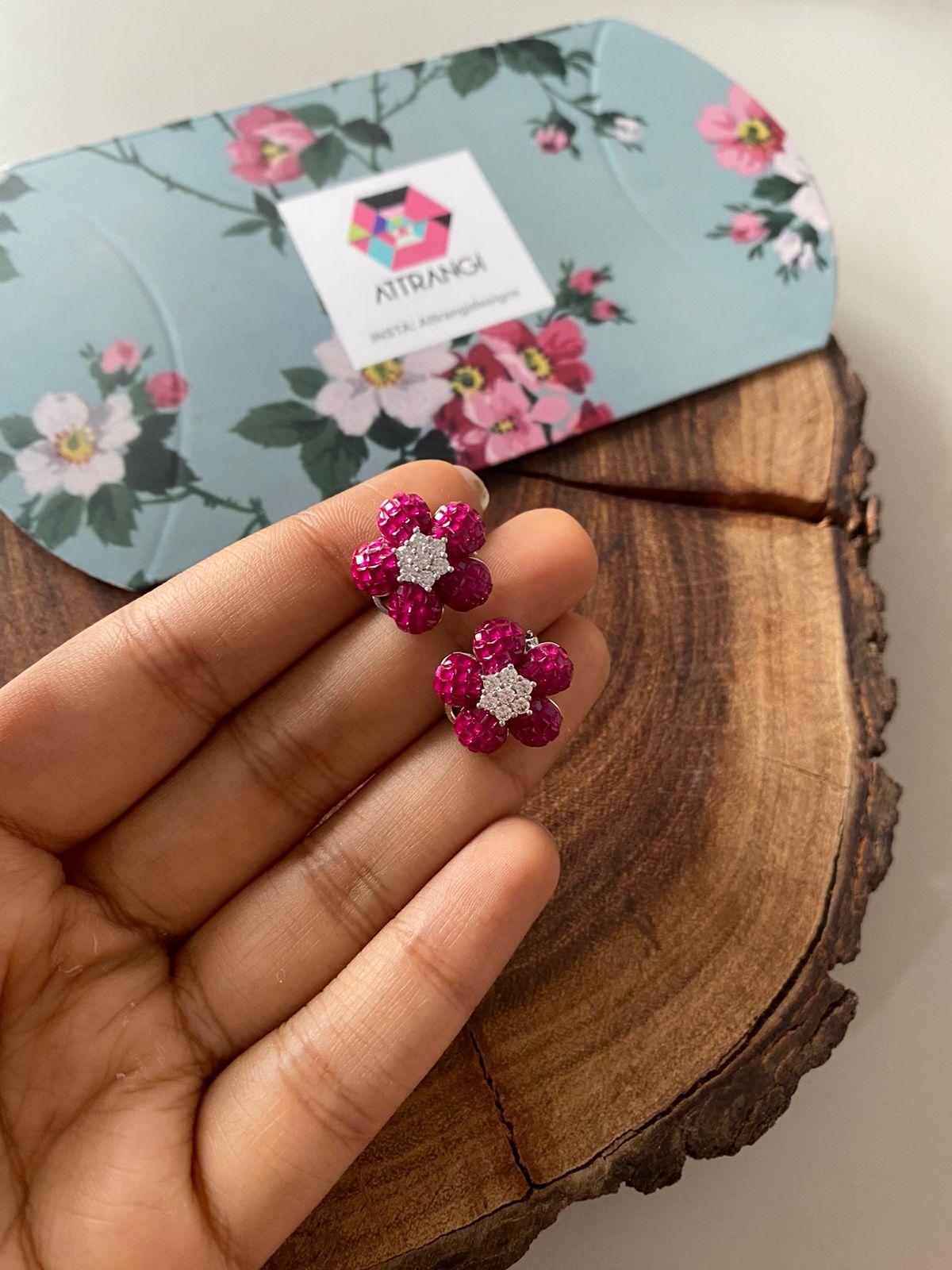 Dainty Diana Floral Illusion Setting Diamond Stud Earrings
